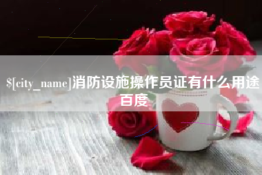武安消防设施操作员证有什么用途百度